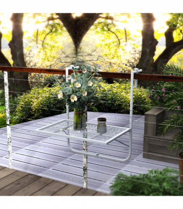 Outsunny Balcony Hanging Table Wall Mount Adjustable Folding Desk Patio Grey