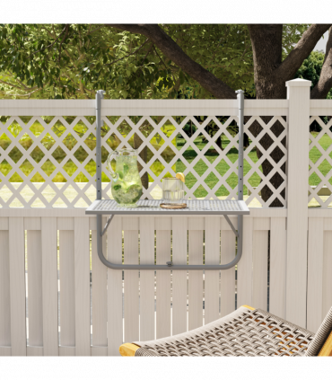 Outsunny Balcony Hanging Table Wall Mount Adjustable Folding Desk Patio Grey