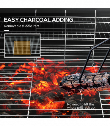 Outsunny Barrel Charcoal Barbecue BBQ Grill Trolley W/ Ash Catcher Thermometer