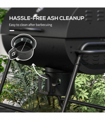 Outsunny Barrel Charcoal Barbecue BBQ Grill Trolley W/ Ash Catcher Thermometer