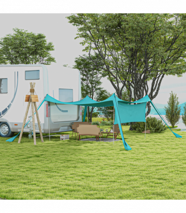 Outsunny Beach Tent Shelter with A Detachable Sidewall, 3 x 3(m), Sky Blue