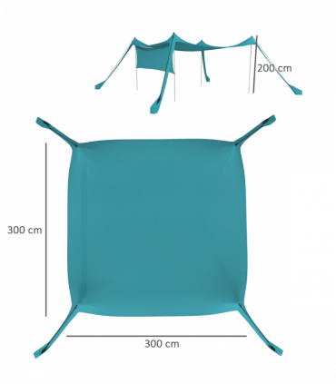 Outsunny Beach Tent Shelter with A Detachable Sidewall, 3 x 3(m), Sky Blue