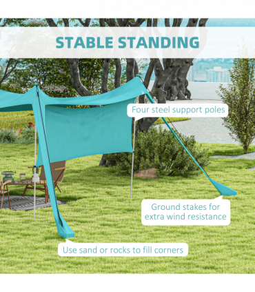 Outsunny Beach Tent Shelter with A Detachable Sidewall, 3 x 3(m), Sky Blue