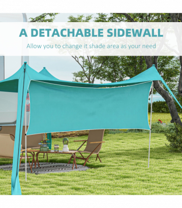 Outsunny Beach Tent Shelter with A Detachable Sidewall, 3 x 3(m), Sky Blue