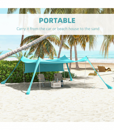 Outsunny Beach Tent Shelter with A Detachable Sidewall, 3 x 3(m), Sky Blue