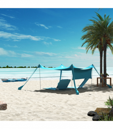 Outsunny Beach Tent Shelter with A Detachable Sidewall, 3 x 3(m), Sky Blue