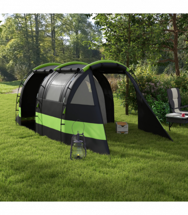 Outsunny Blackout Camping Tent with Bedroom & Living Room for 4-5 Person, Black
