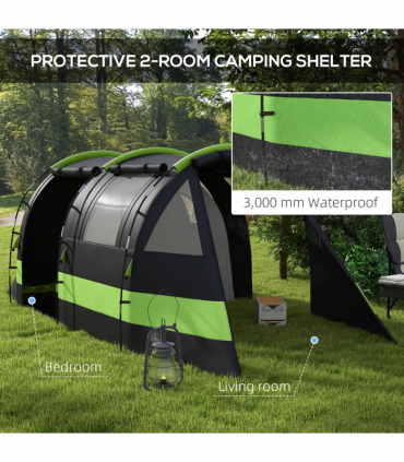 Outsunny Blackout Camping Tent with Bedroom & Living Room for 4-5 Person, Black