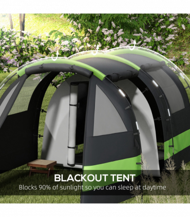 Outsunny Blackout Camping Tent with Bedroom & Living Room for 4-5 Person, Black