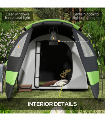 Outsunny Blackout Camping Tent with Bedroom & Living Room for 4-5 Person, Black