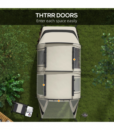 Outsunny Blackout Camping Tent with Bedroom & Living Room for 4-5 Person, Khaki