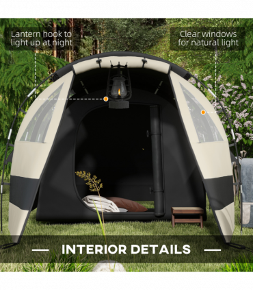 Outsunny Blackout Camping Tent with Bedroom & Living Room for 4-5 Person, Khaki