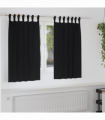 vidaXL Curtains with Curtains 2 pcs Black Polyester