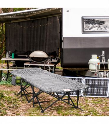 Outsunny Camping Bed w/ Carry Bag, Magazine Bag & Cup Holder, Black