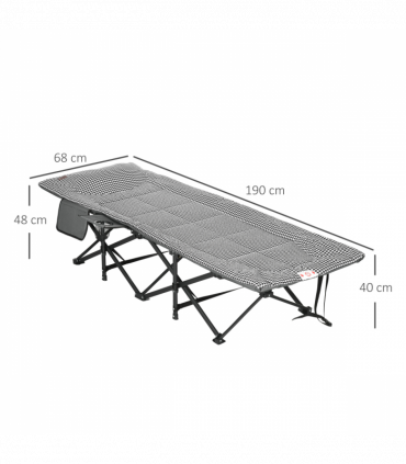 Outsunny Camping Bed w/ Carry Bag, Magazine Bag & Cup Holder, Black