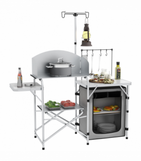 Outsunny Camping Kitchen with Cupboard Folding Camping Table with Carrying Bag