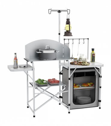 Outsunny Camping Kitchen with Cupboard Folding Camping Table with Carrying Bag