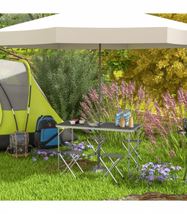 Outsunny Camping Table and Chairs Outdoor Indoor Use for BBQ Picnic Garden