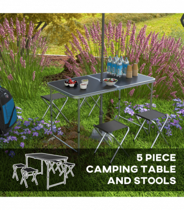 Outsunny Camping Table and Chairs Outdoor Indoor Use for BBQ Picnic Garden