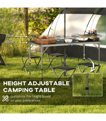 Outsunny Camping Table and Chairs Outdoor Indoor Use for BBQ Picnic Garden