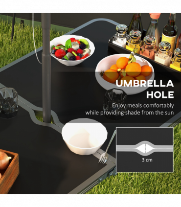 Outsunny Camping Table and Chairs Outdoor Indoor Use for BBQ Picnic Garden