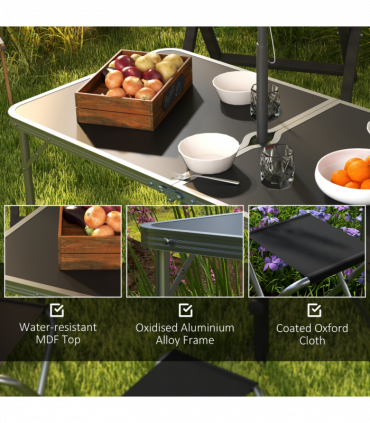 Outsunny Camping Table and Chairs Outdoor Indoor Use for BBQ Picnic Garden