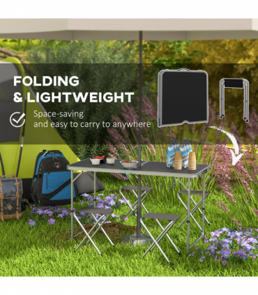 Outsunny Camping Table and Chairs Outdoor Indoor Use for BBQ Picnic Garden