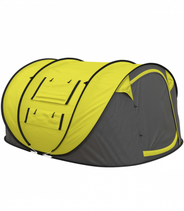 Outsunny Camping Tent Dome Pop-up Tent with Windows for 4-5 Person Yellow