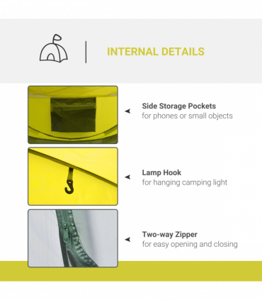 Outsunny Camping Tent Dome Pop-up Tent with Windows for 4-5 Person Yellow