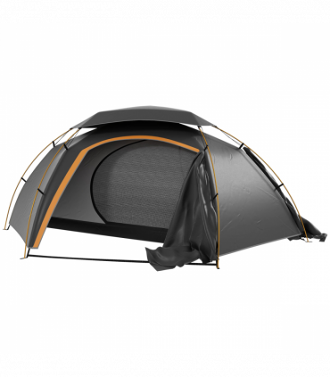 Outsunny Camping Tent Dome Tent with Removable Rainfly for 1-2 Man, Grey
