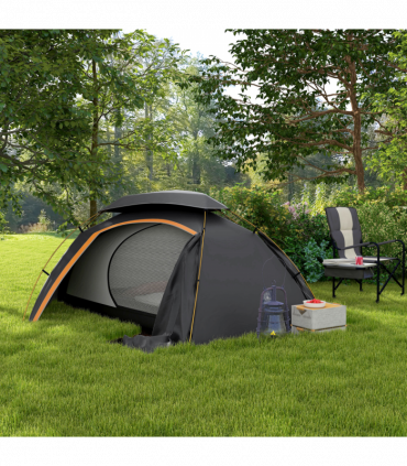 Outsunny Camping Tent Dome Tent with Removable Rainfly for 1-2 Man, Grey