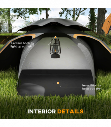 Outsunny Camping Tent Dome Tent with Removable Rainfly for 1-2 Man, Grey