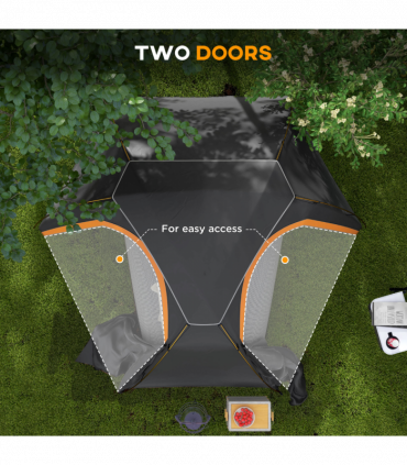 Outsunny Camping Tent Dome Tent with Removable Rainfly for 1-2 Man, Grey