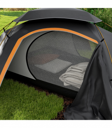 Outsunny Camping Tent Dome Tent with Removable Rainfly for 1-2 Man, Grey