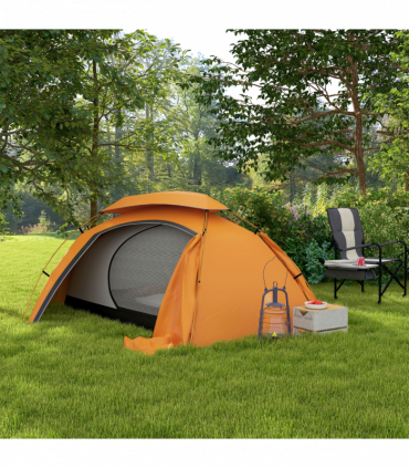Outsunny Camping Tent Dome Tent with Removable Rainfly for 1-2 Man, Orange