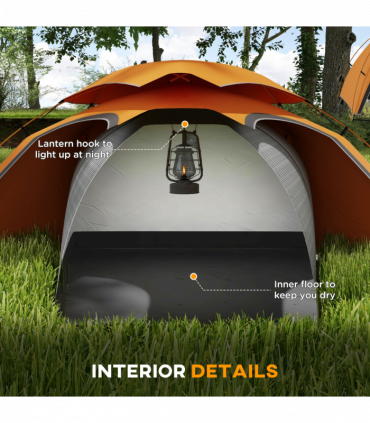 Outsunny Camping Tent Dome Tent with Removable Rainfly for 1-2 Man, Orange