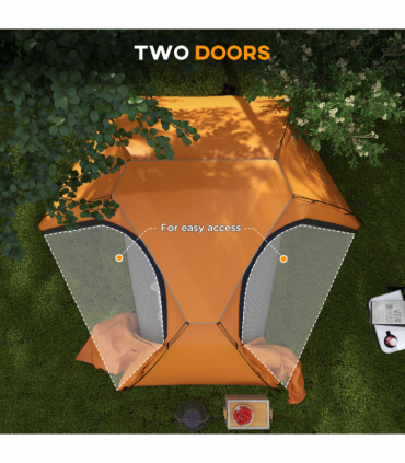 Outsunny Camping Tent Dome Tent with Removable Rainfly for 1-2 Man, Orange
