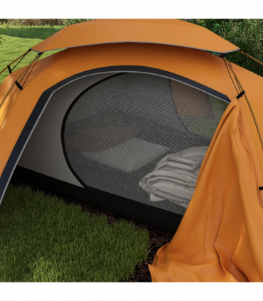 Outsunny Camping Tent Dome Tent with Removable Rainfly for 1-2 Man, Orange