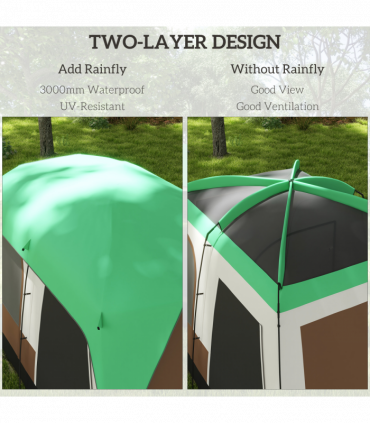 Outsunny Camping Tent with 3000mm Waterproof Rainfly & Screen Panels, Green