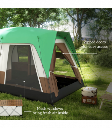 Outsunny Camping Tent with 3000mm Waterproof Rainfly & Screen Panels, Green