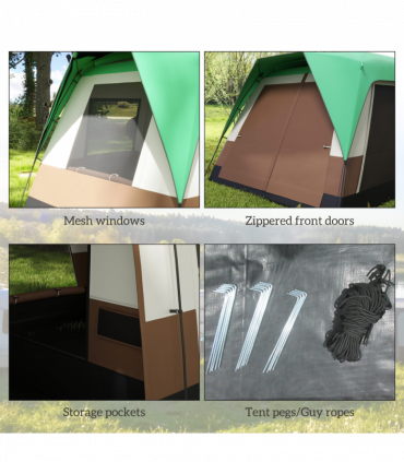 Outsunny Camping Tent with 3000mm Waterproof Rainfly & Screen Panels, Green