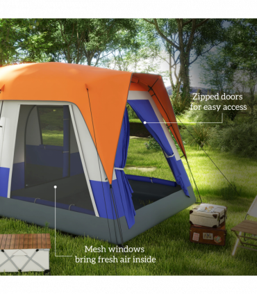 Outsunny Camping Tent with 3000mm Waterproof Rainfly & Screen Panels, Orange
