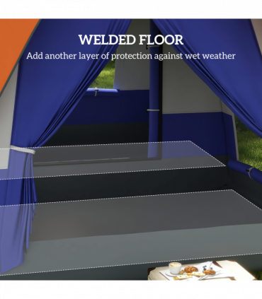 Outsunny Camping Tent with 3000mm Waterproof Rainfly & Screen Panels, Orange