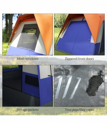 Outsunny Camping Tent with 3000mm Waterproof Rainfly & Screen Panels, Orange