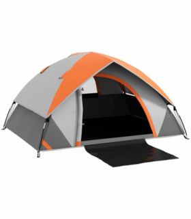 Outsunny Camping Tent, 4-5 Man Family Tent, Grey and Orange