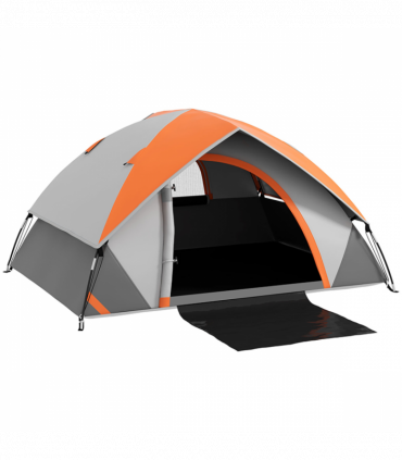 Outsunny Camping Tent, 4-5 Man Family Tent, Grey and Orange