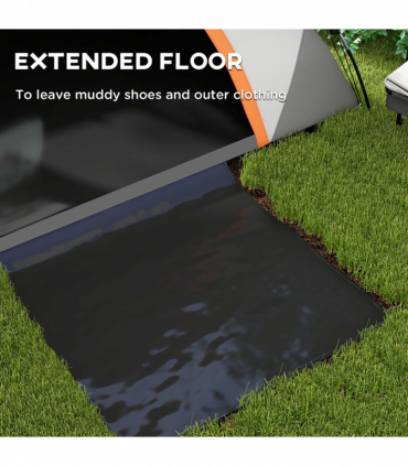 Outsunny Camping Tent, 4-5 Man Family Tent, Grey and Orange