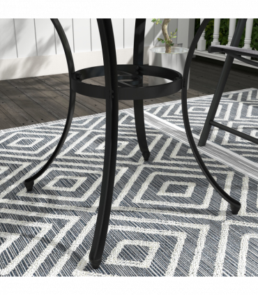 Outsunny Cast Aluminium Bistro Table with Umbrella Hole for Balcony, Black