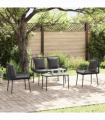 Garden Furniture Set with Cushion 4 pcs Brown, Black, Cream