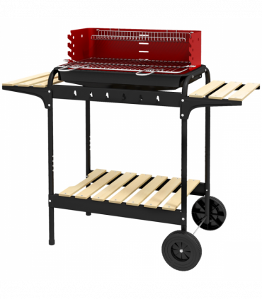 Outsunny Charcoal Barbecue BBQ Grill Trolley W/ 5-level Grill Height Ash Catcher